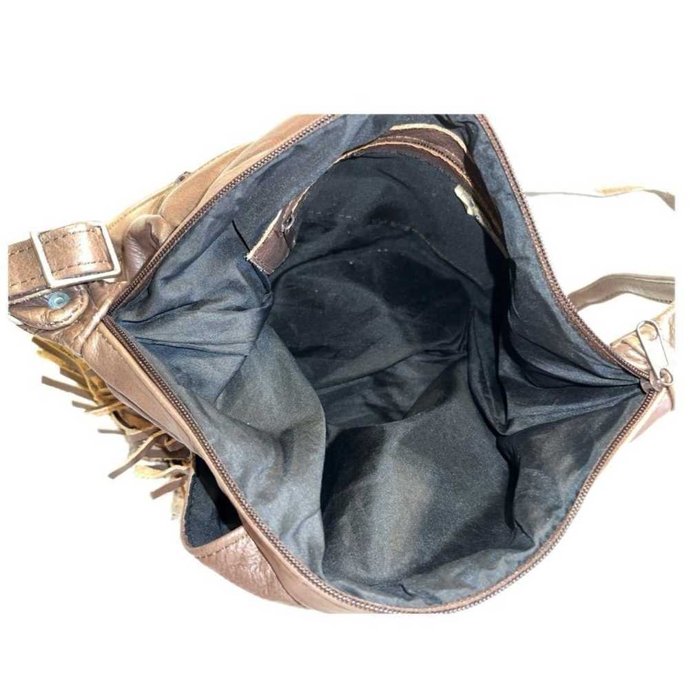Y2K Brown Leather Fringe Bag - image 10