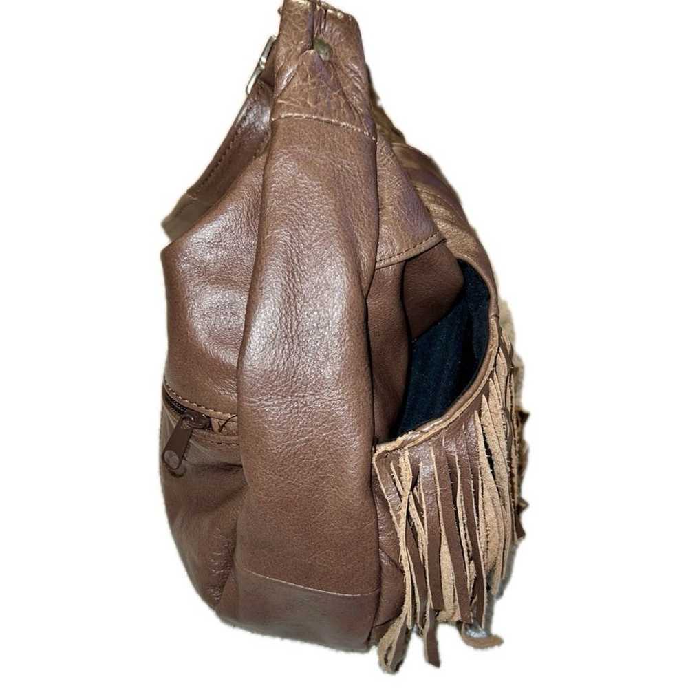 Y2K Brown Leather Fringe Bag - image 6