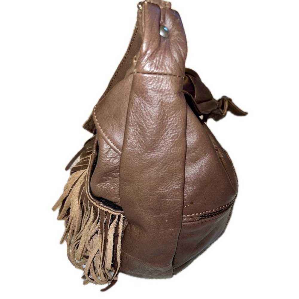 Y2K Brown Leather Fringe Bag - image 7