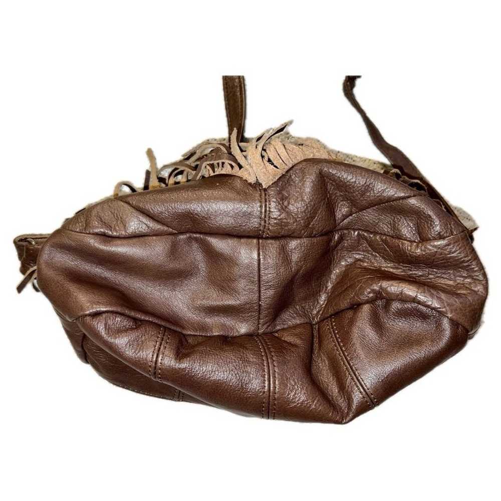Y2K Brown Leather Fringe Bag - image 8