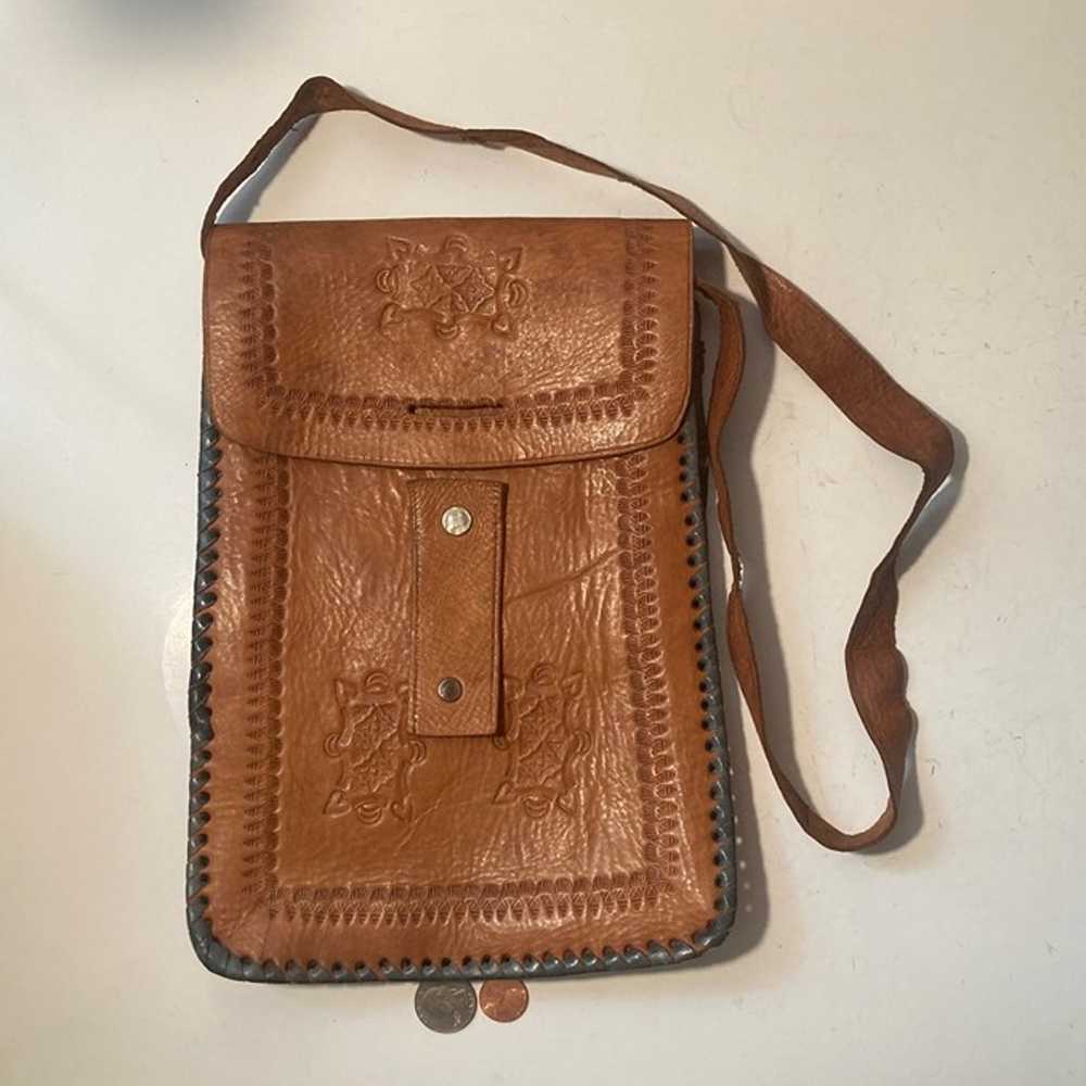 Vintage Bag From, Leather, Hand Tooled,  12 x 8",… - image 1