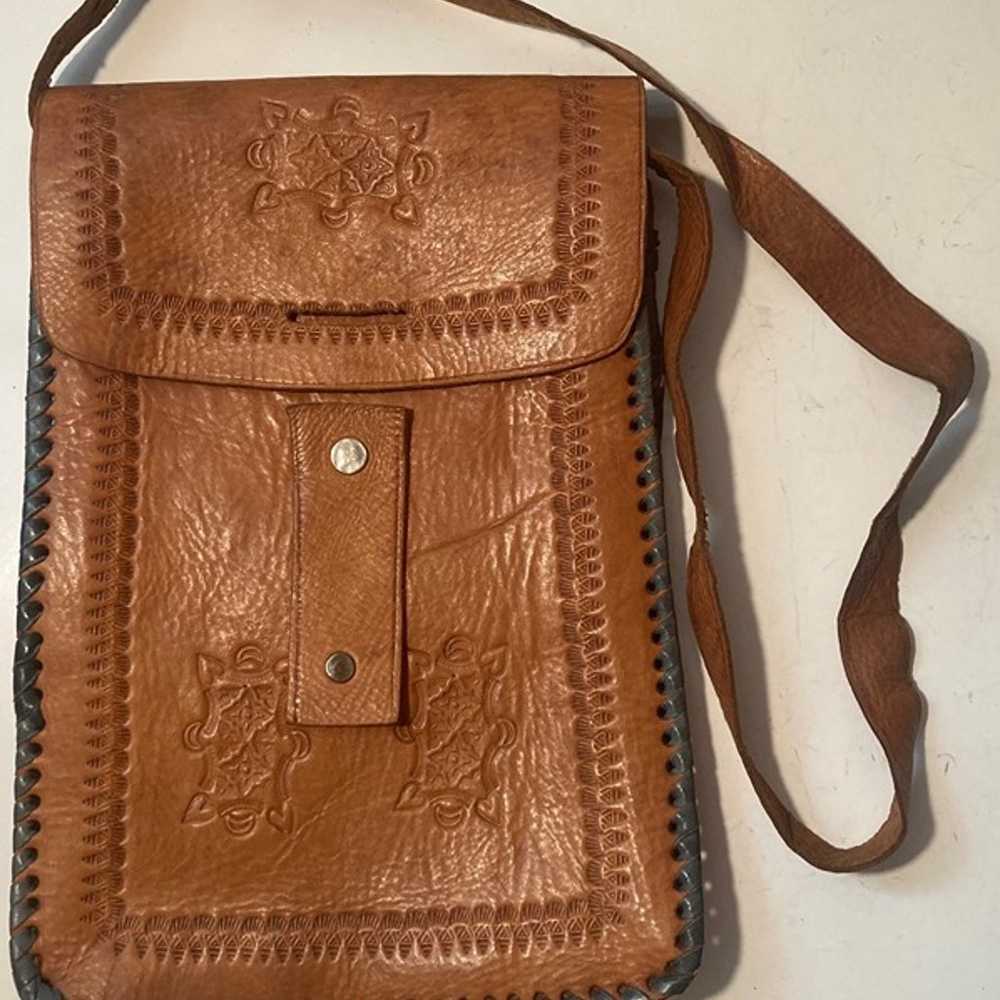 Vintage Bag From, Leather, Hand Tooled,  12 x 8",… - image 2
