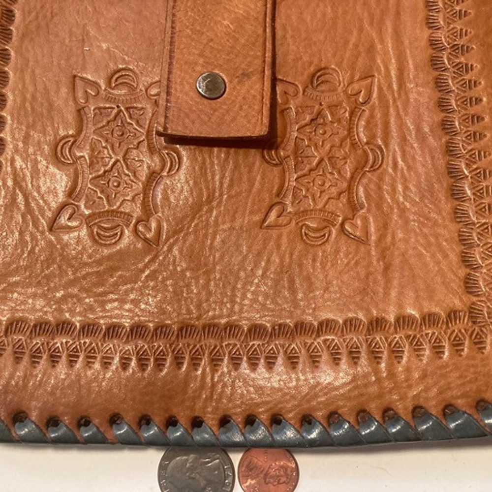 Vintage Bag From, Leather, Hand Tooled,  12 x 8",… - image 4