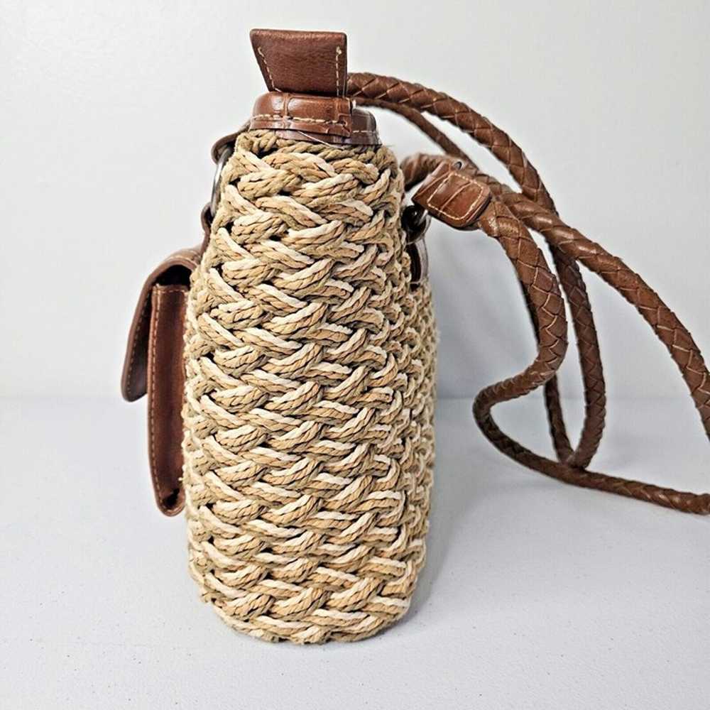 Vtg Bueno Natural Reed Shoulder Bag Purse Woven B… - image 4