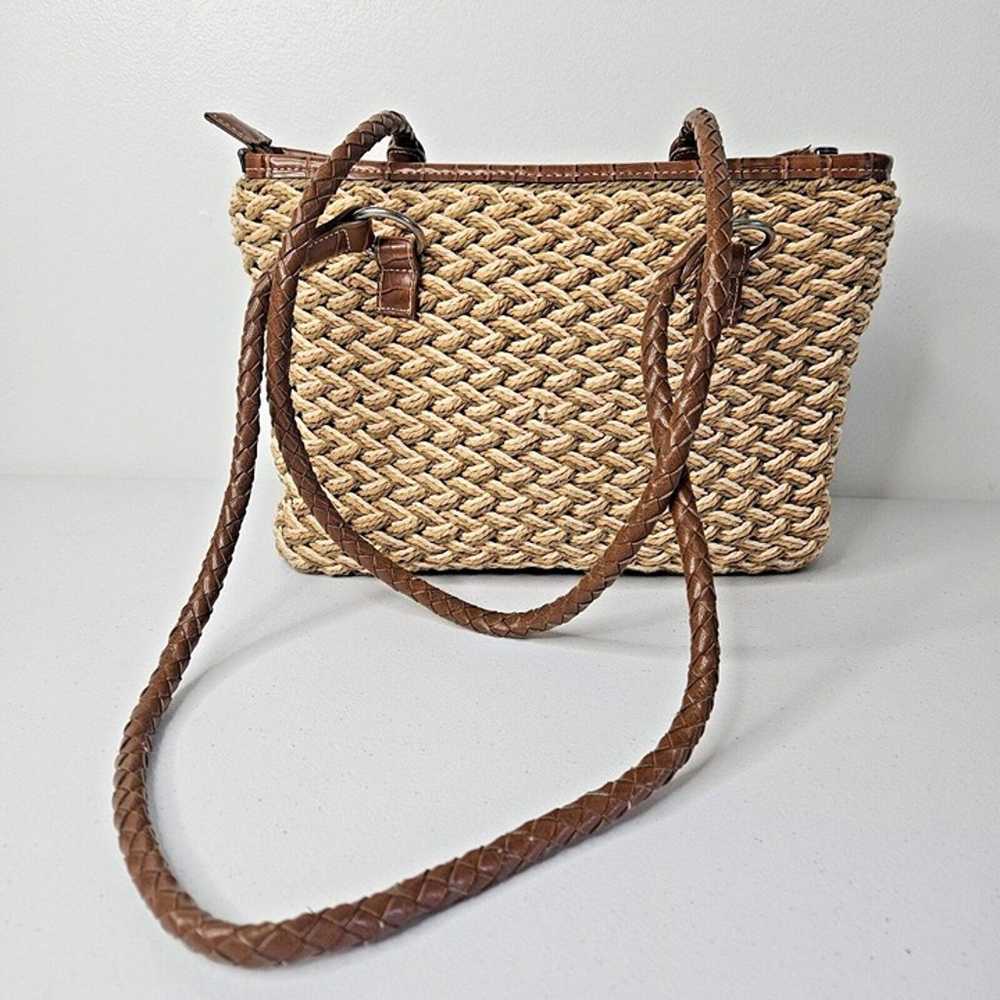 Vtg Bueno Natural Reed Shoulder Bag Purse Woven B… - image 5