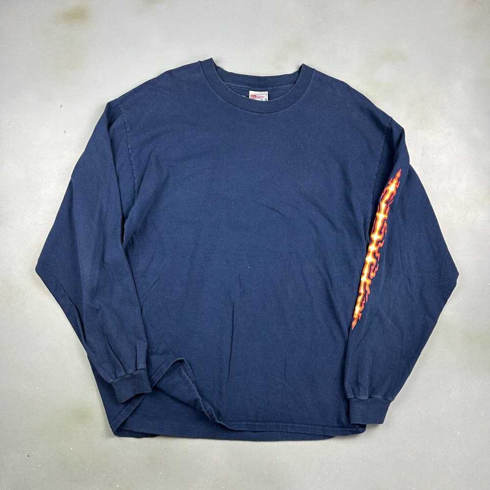 Hanes VINTAGE 90s | Ernie Ball Long Sleeve Flames… - image 4