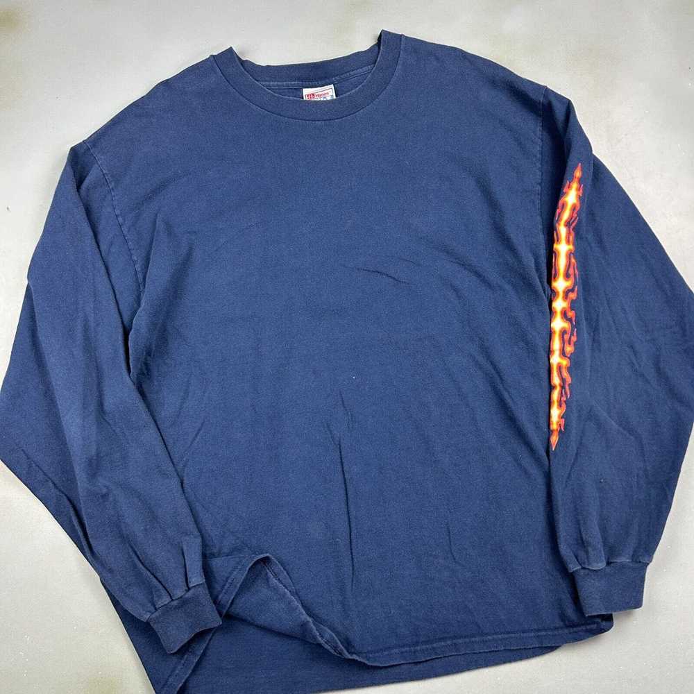 Hanes VINTAGE 90s | Ernie Ball Long Sleeve Flames… - image 5