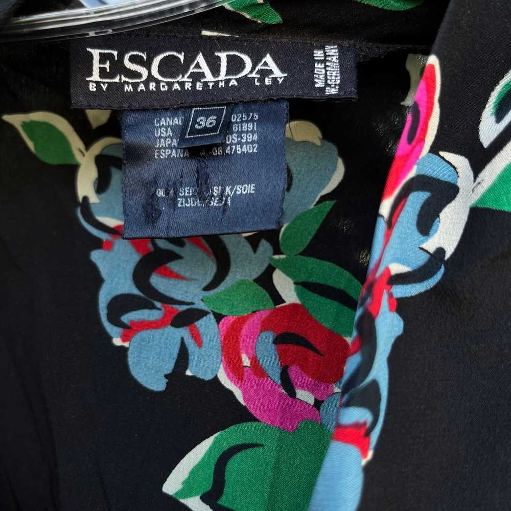 Vintage 80’s ESCADA black bodysuit with colorful … - image 9