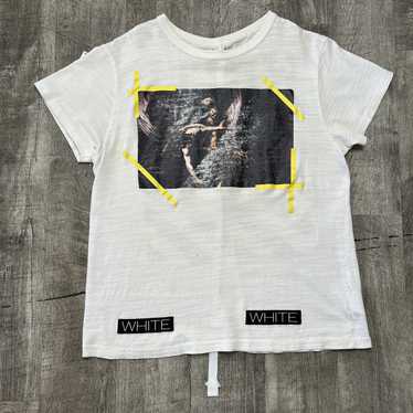 OFF-WHITE Text Logo Caravaggio Saint Jerome Writing Arrows Slim Fit T-Shirt White/Black
