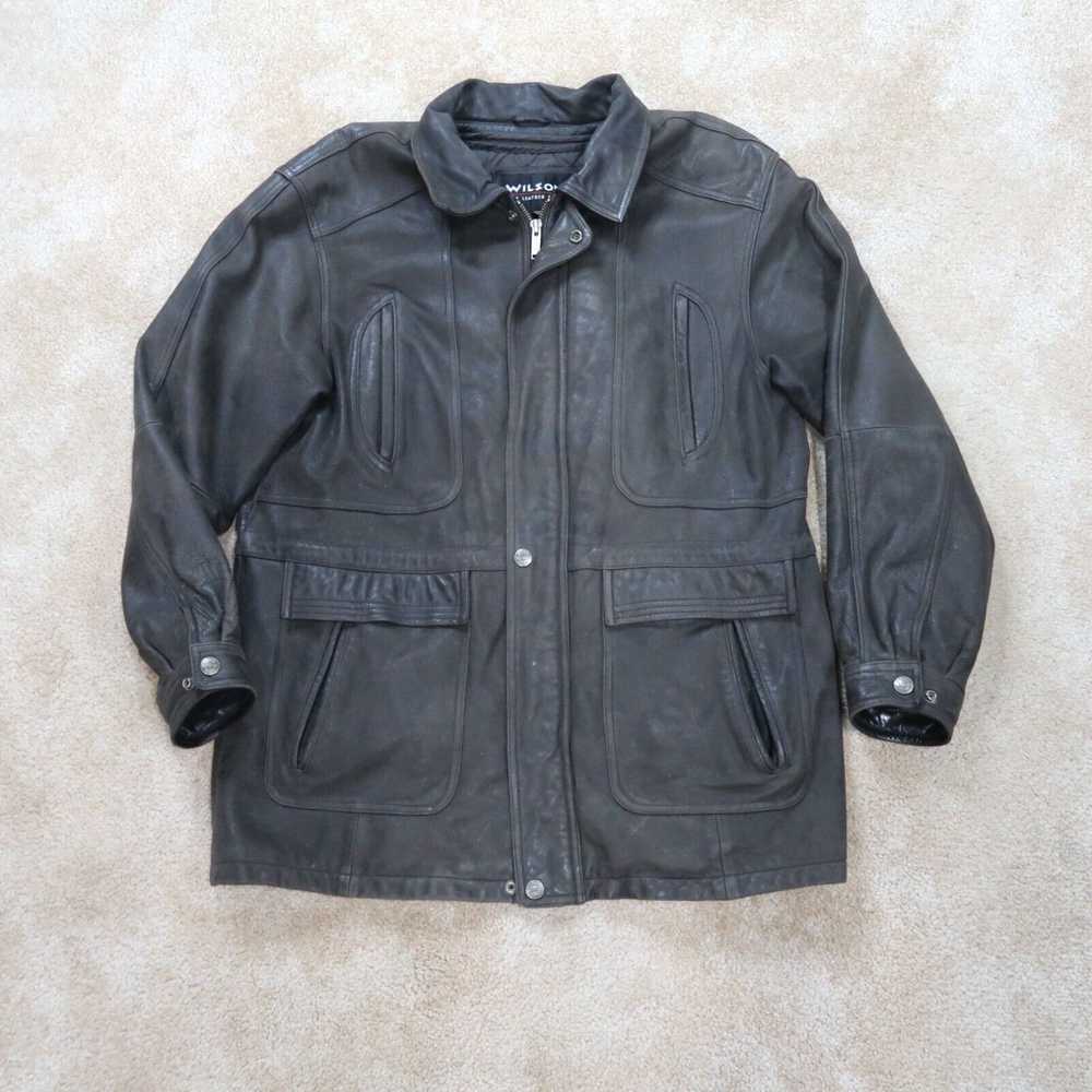 Vintage Wilsons Brown Leather Coat Jacket Men's L… - image 1