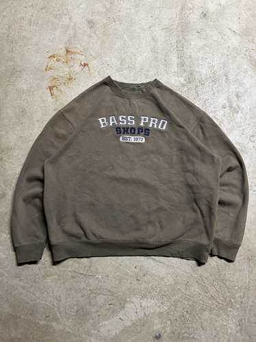 Bass Pro Shops Grey Hooded Sweatshirt Fishing Fleece Hoodie Medium Pockets