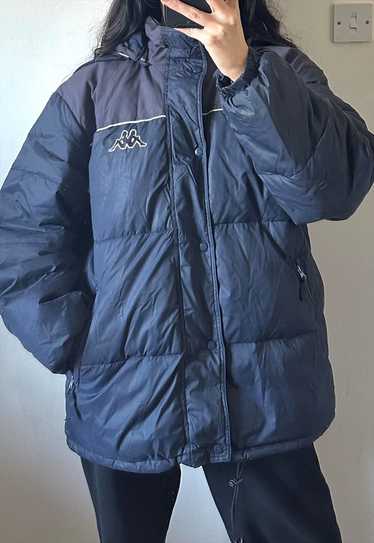 Unisex Vintage 90s Kappa Navy Puffer Coat with Hoo