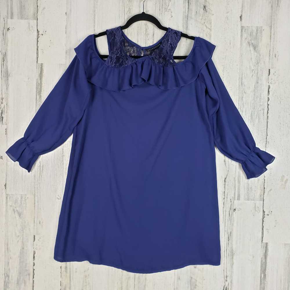 Other Attention Long Sleeve Cold Shoulder Ruffle … - image 2