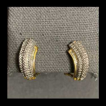 Vintage BR Sun Rhinestone & Gold Pierced earrings