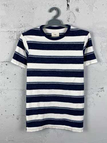 Folk Folk Clothing Navy Striped SS Crewneck T-Shir