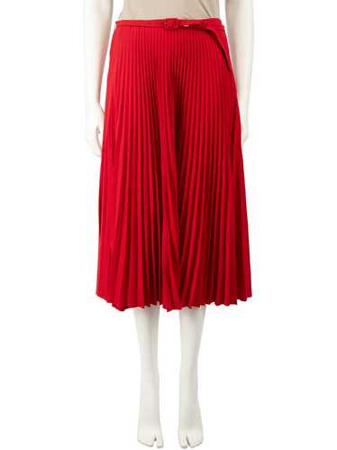 Prada Red Pleated Midi Skirt