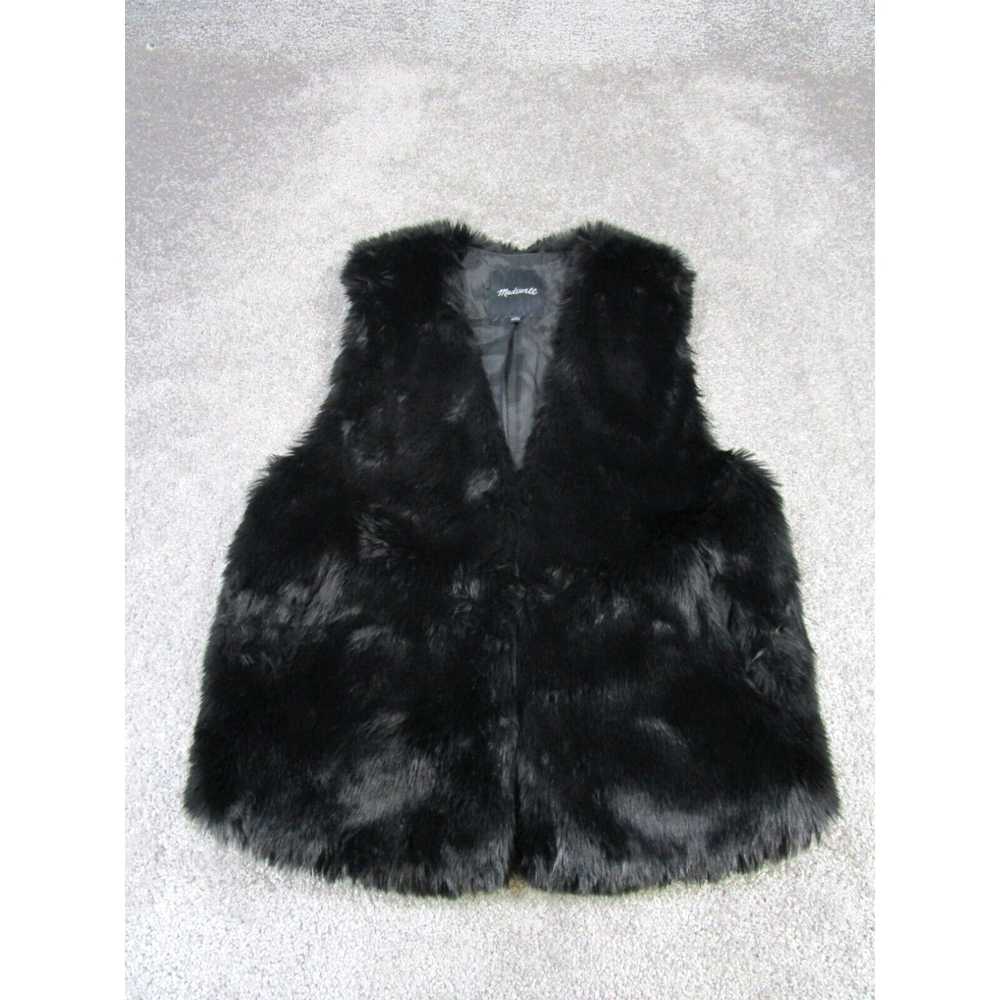 Madewell Madewell Faux Fur Vest Womens Medium Bla… - image 1