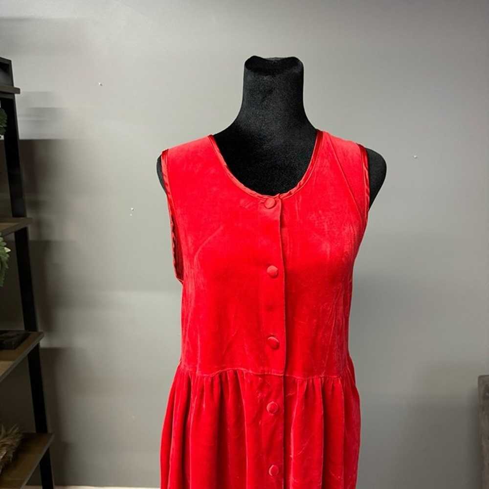 Vintage Fads red velvet button front dress women'… - image 4