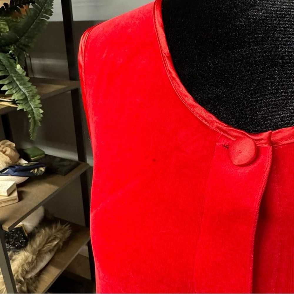 Vintage Fads red velvet button front dress women'… - image 6