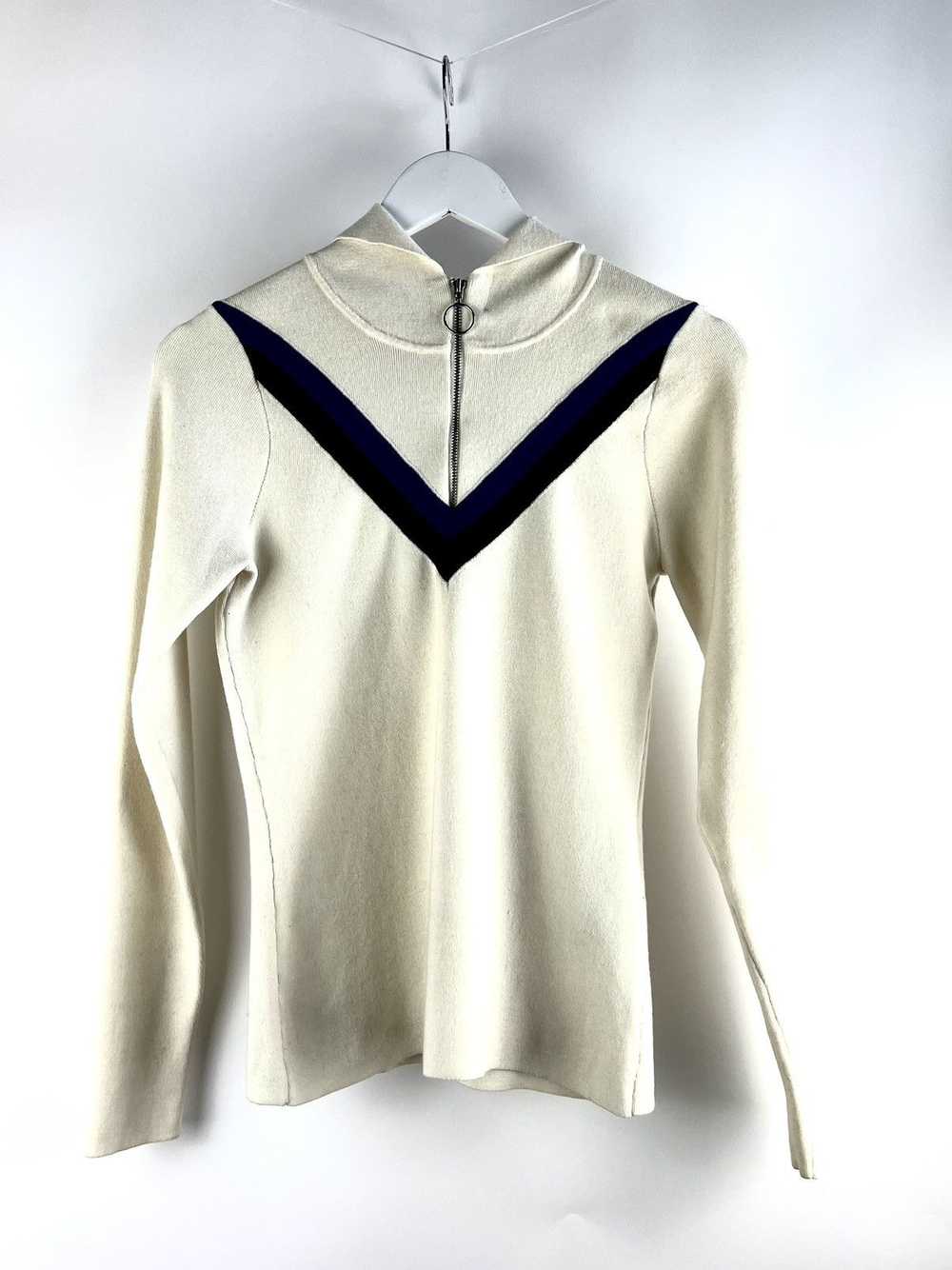 Sandro Sandro Via Ecru Chevron Hooded Zip Sweater - image 1