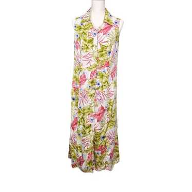 Jaclyn Smith Vintage Sleeveless Button Front Flor… - image 1