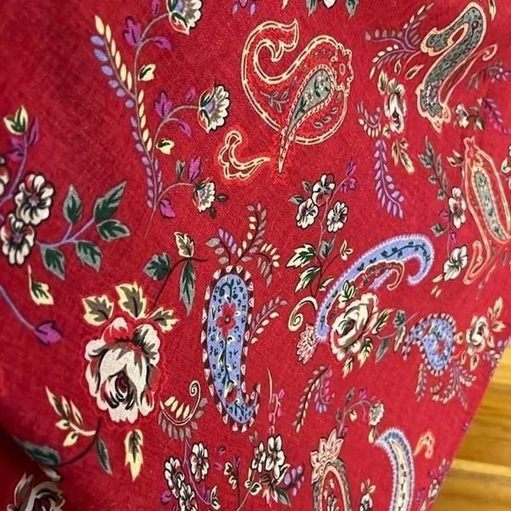Vintage Miss Dorby Red Tie Back Folk Art Floral R… - image 7