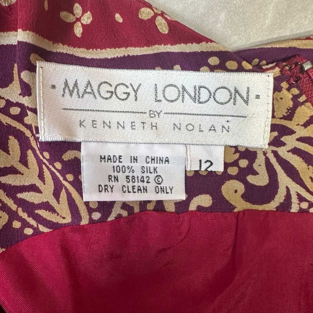 Maggi London Vintage Dress Size 12 Maxi Silk Pais… - image 11