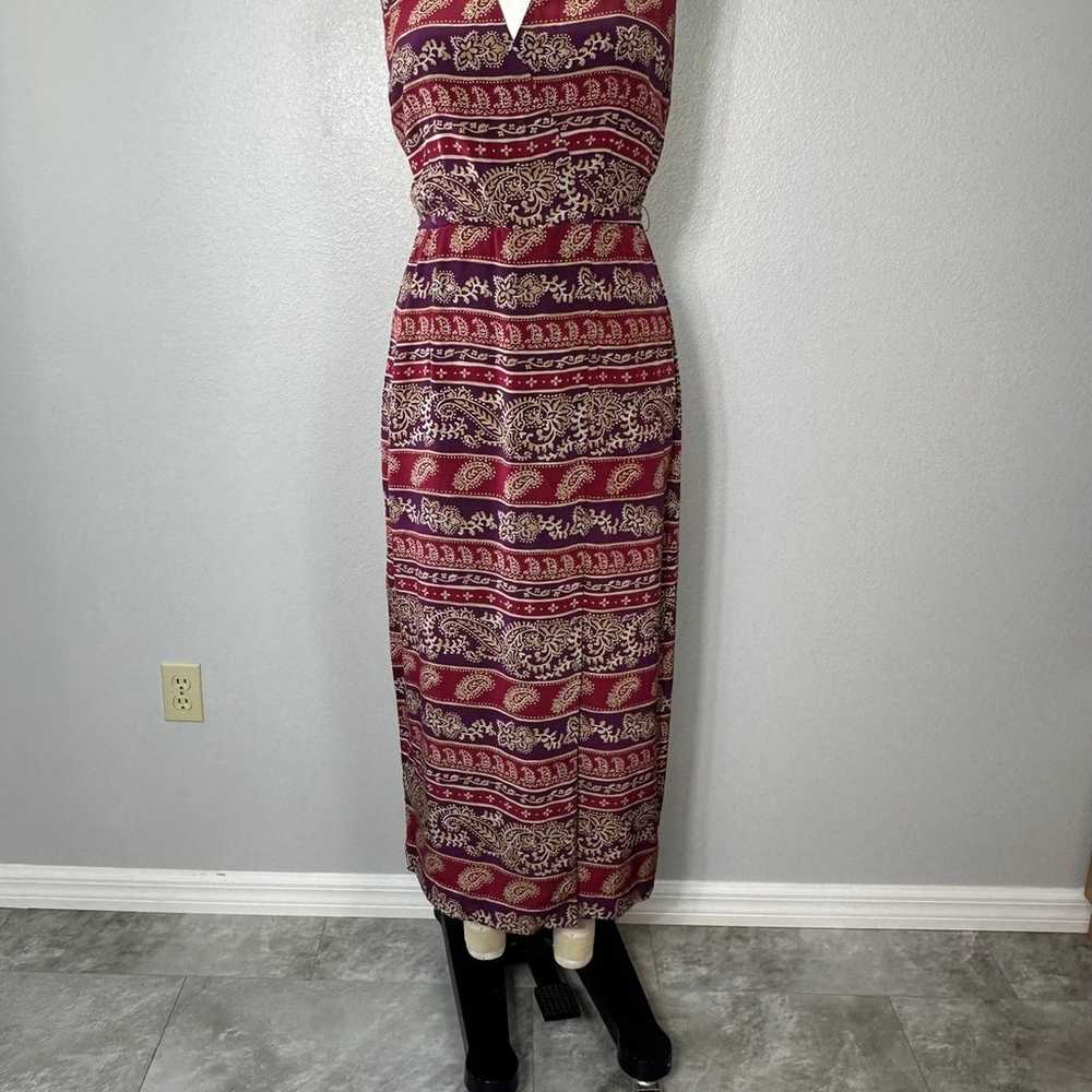 Maggi London Vintage Dress Size 12 Maxi Silk Pais… - image 1