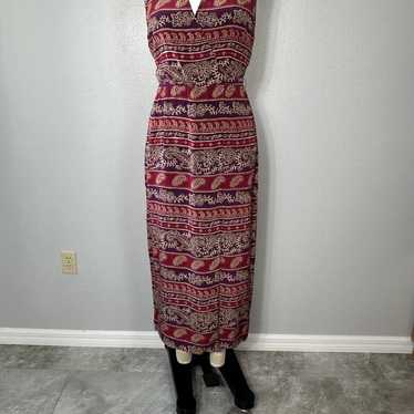 Maggi London Vintage Dress Size 12 Maxi Silk Pais… - image 1