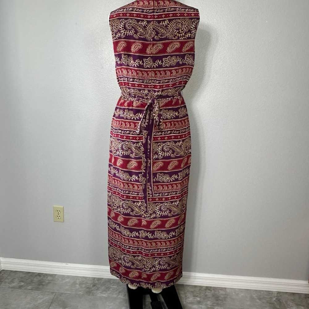 Maggi London Vintage Dress Size 12 Maxi Silk Pais… - image 4