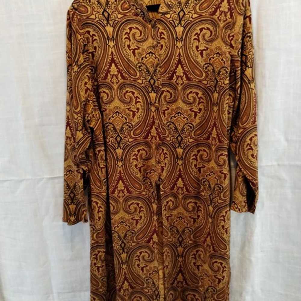 Vintage Roaman's 100% Rayon Paisley Button Front … - image 1