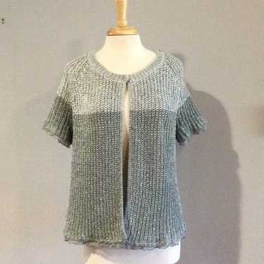 Chicos Chico's Metallic Gray Crochet Snap Cardiga… - image 1