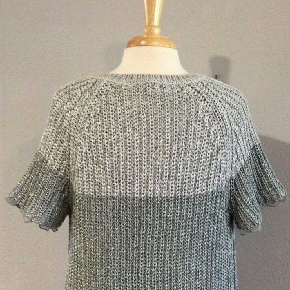 Chicos Chico's Metallic Gray Crochet Snap Cardiga… - image 9