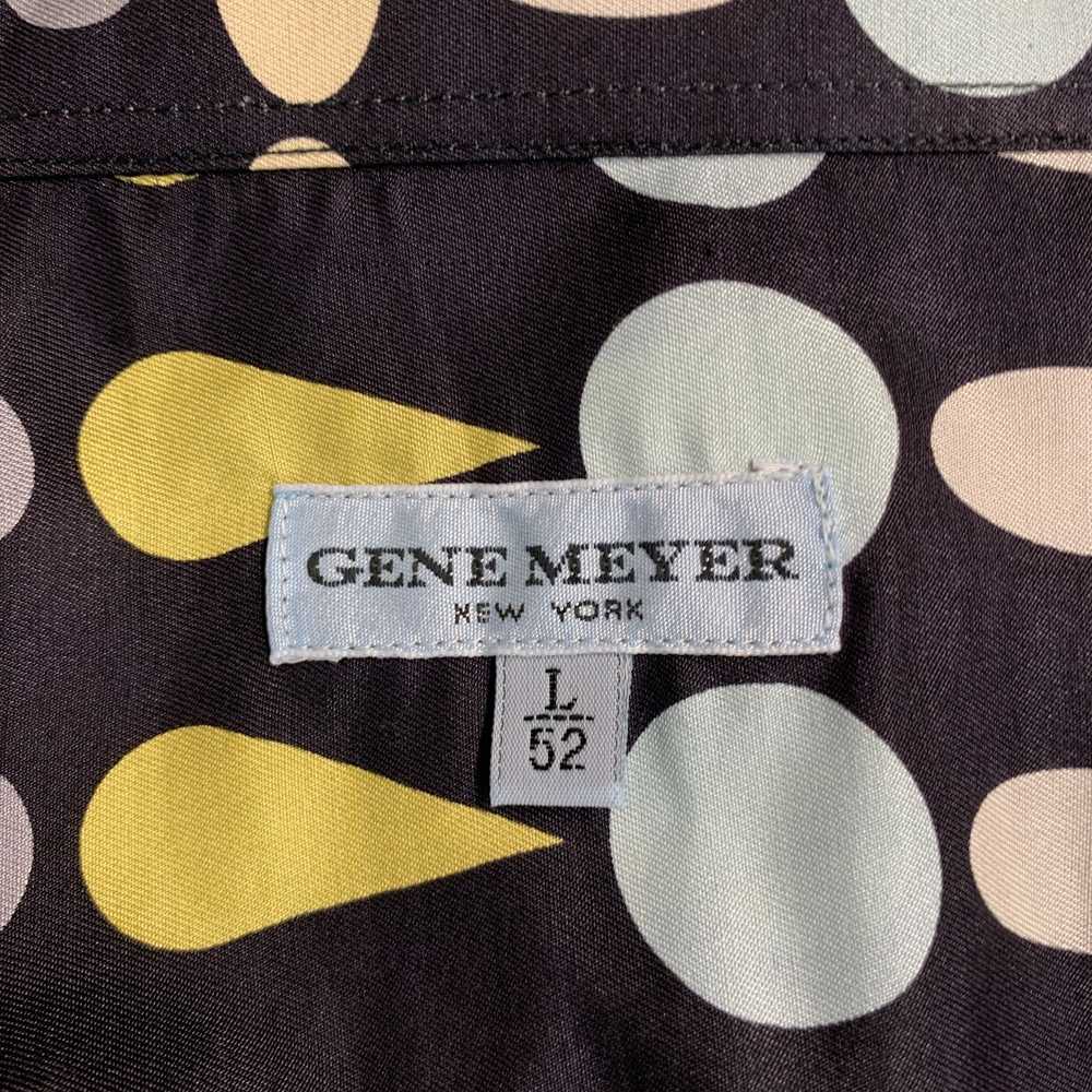 Other GENE MEYER Black White Green Geometric Silk… - image 7