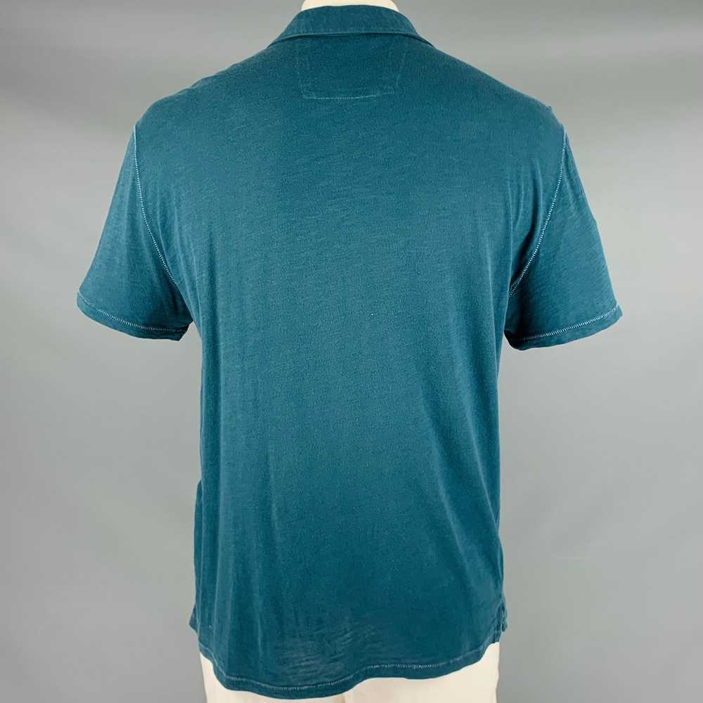 John Varvatos Teal Cotton Buttoned Polo - image 4