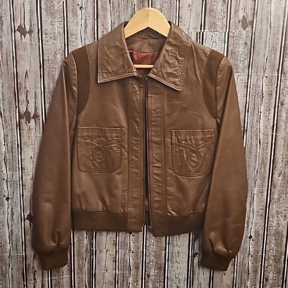 Vintage Leather Bomber Jacket - image 1