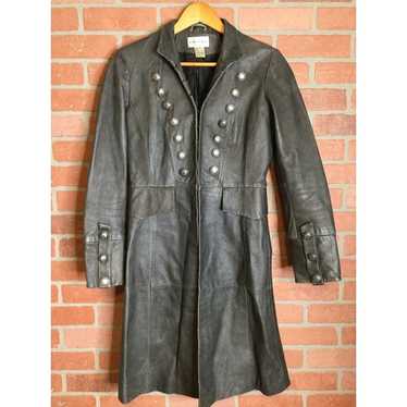 Vintage Womens Leather Coat Jacket Size 4 Gothic V