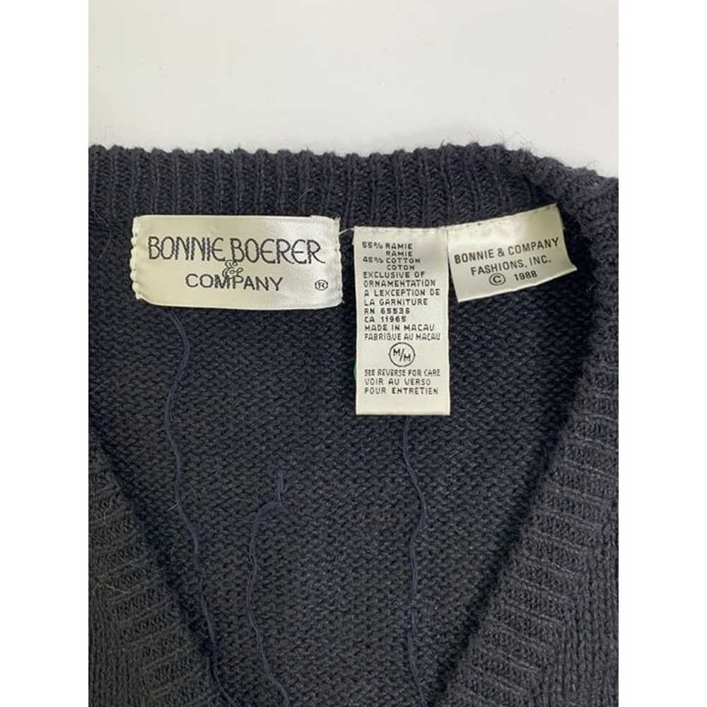 Bonnie Boerer Vintage Black 1988 Key Knit Vest Sw… - image 12