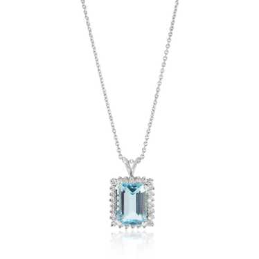 Tiffany & Co. Diamond and Aquamarine Pendant Neck… - image 1