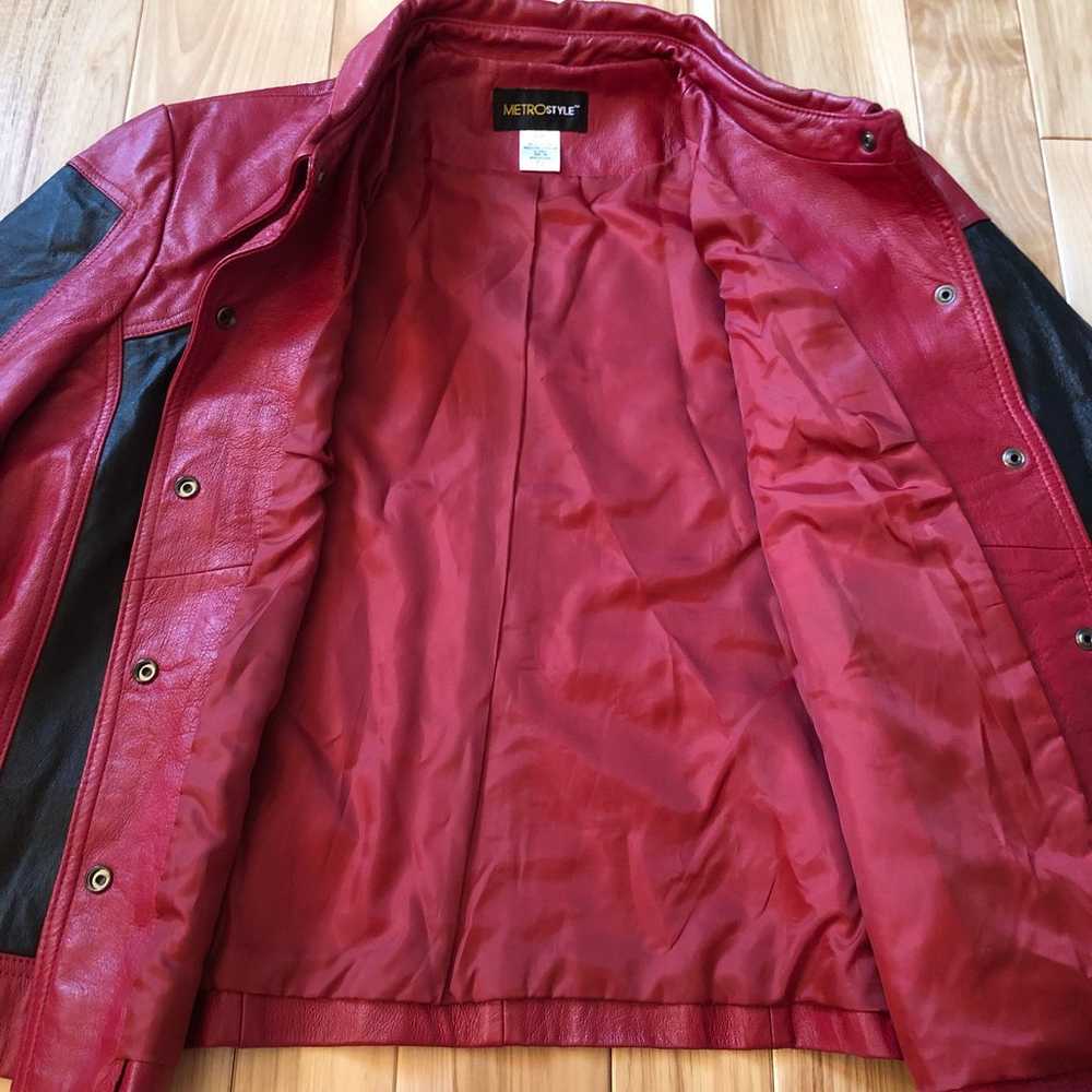 Vintage Y2K Metrostyle Leather Red and Black Jack… - image 11