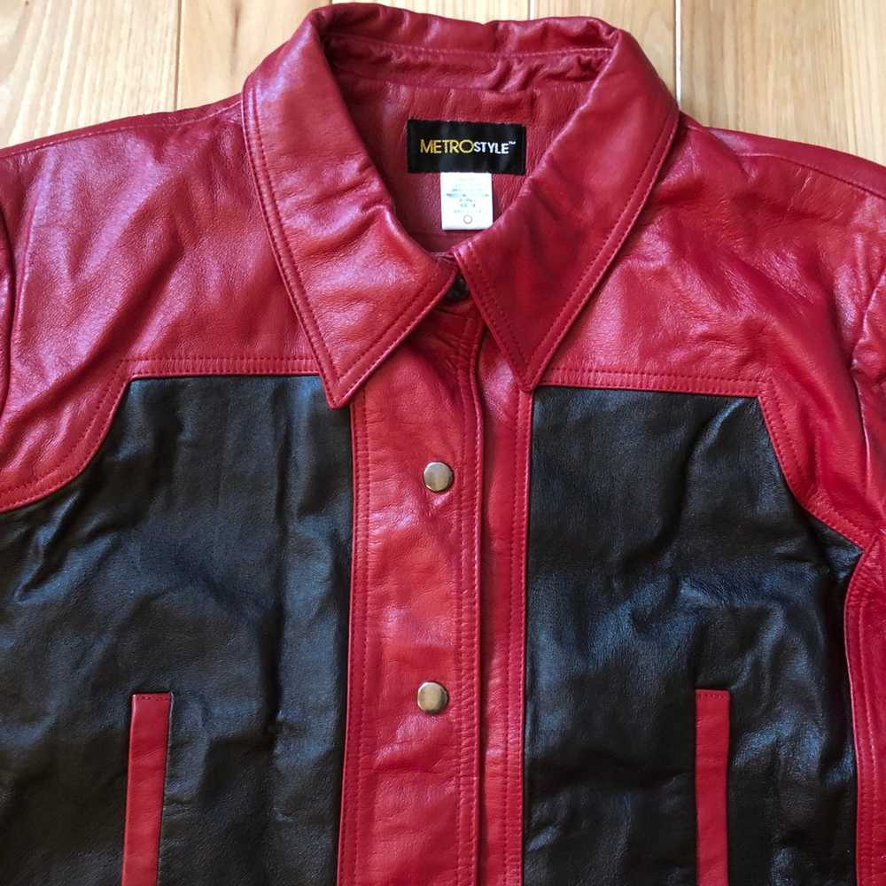 Vintage Y2K Metrostyle Leather Red and Black Jack… - image 2