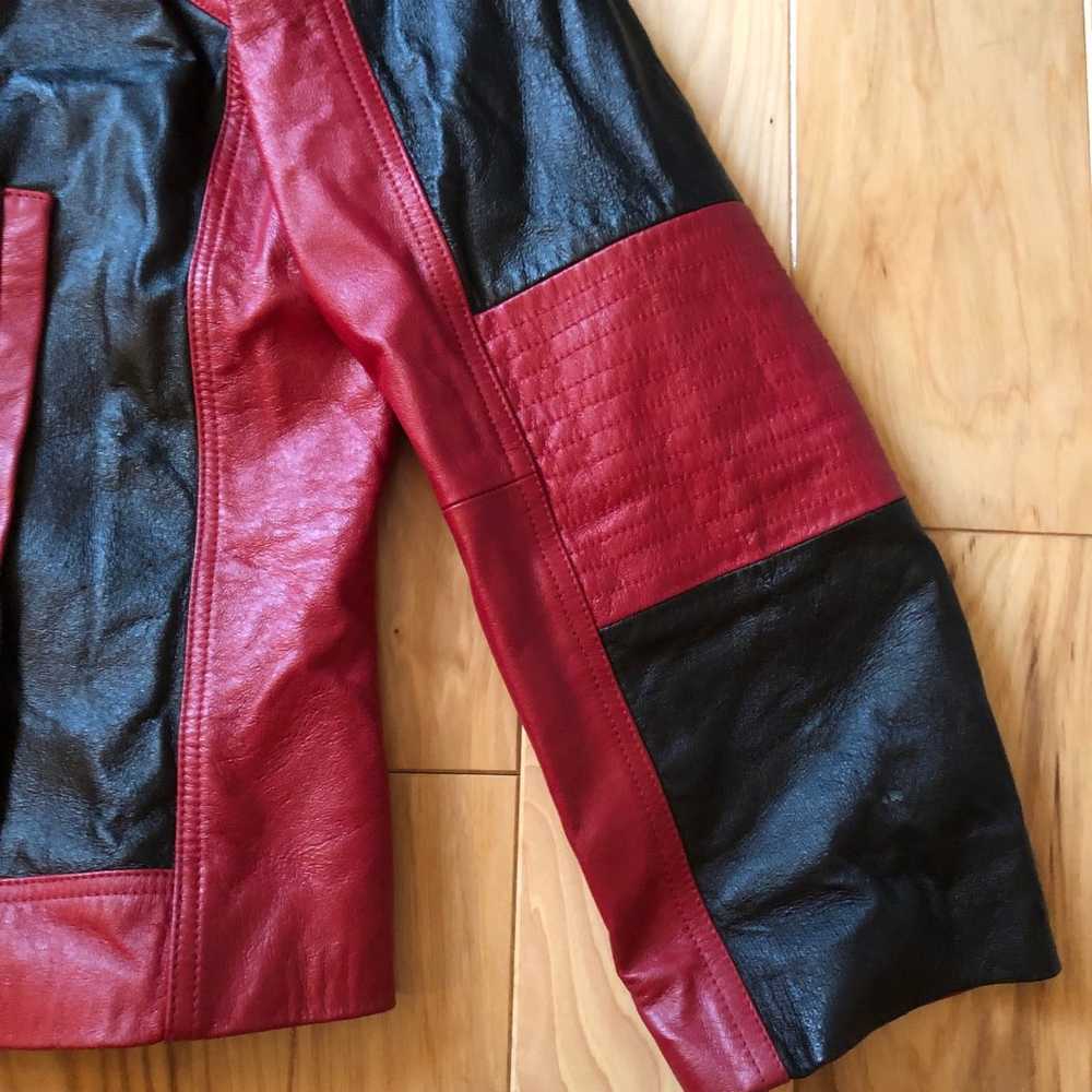 Vintage Y2K Metrostyle Leather Red and Black Jack… - image 4