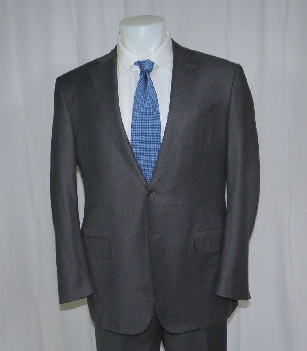 Trussini Super 150 Gray Brushed Flannel Two Butto… - image 3