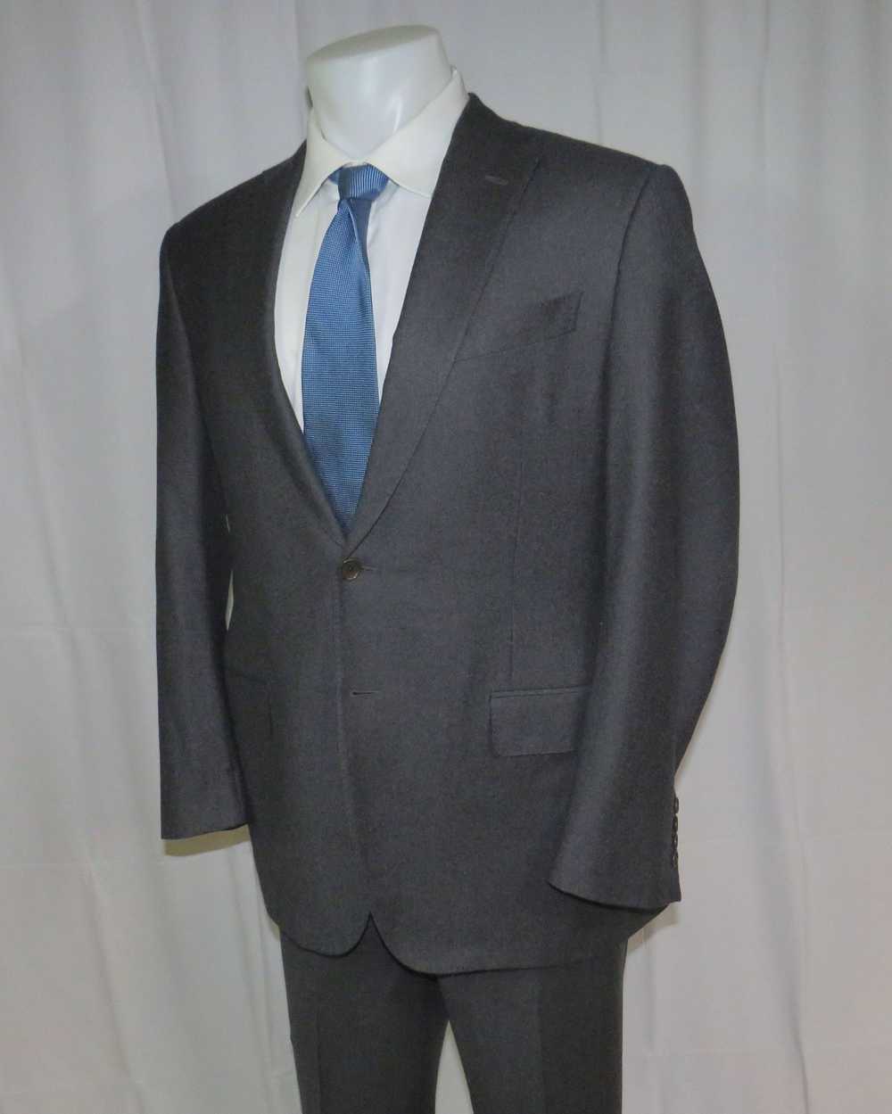 Trussini Super 150 Gray Brushed Flannel Two Butto… - image 7