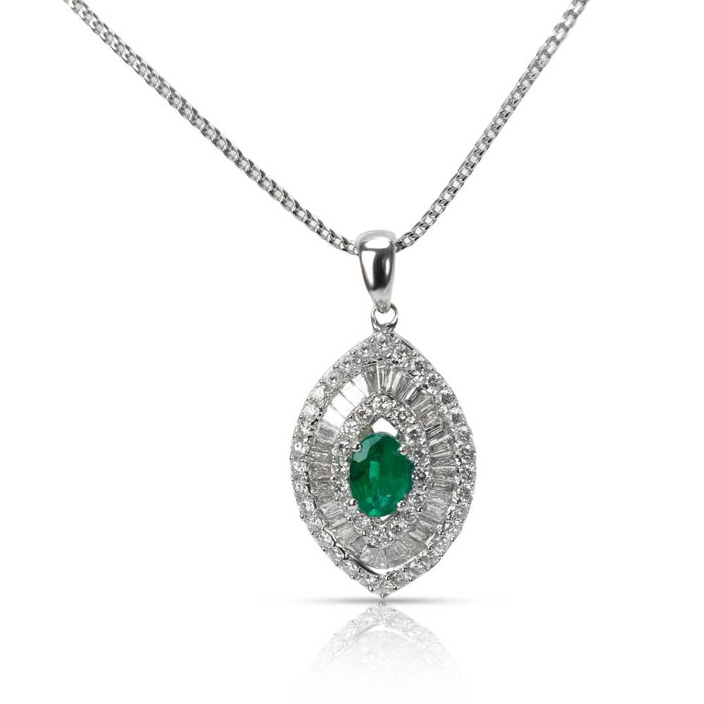 Tiffany & Co. Emerald & Diamond Evil Eye Pendant … - image 1