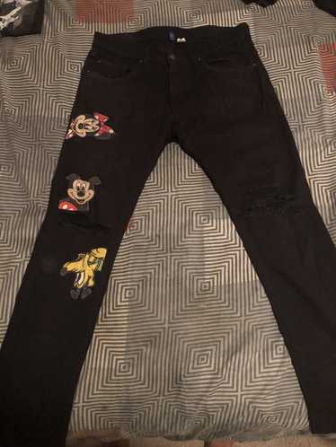 H&M Custom Mickey Mouse and Friends skinny jeans