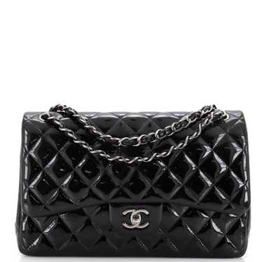 CHANEL Classic Double Flap Bag Quilted Patent Jumb