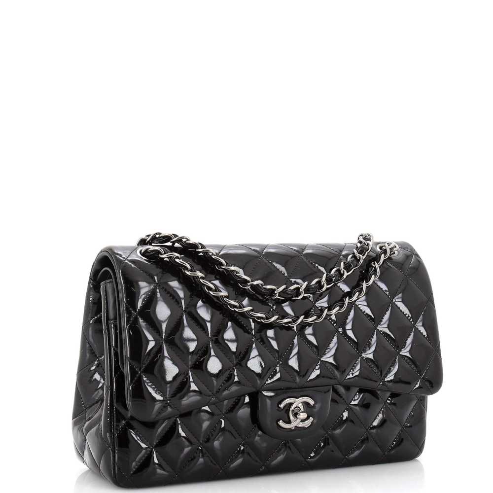 CHANEL Classic Double Flap Bag Quilted Patent Jum… - image 3