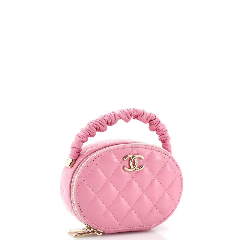 CHANEL CC Ruched Oval Top Handle Quilted Lambskin… - image 3