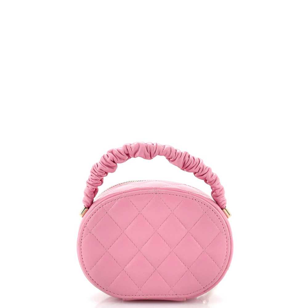 CHANEL CC Ruched Oval Top Handle Quilted Lambskin… - image 4